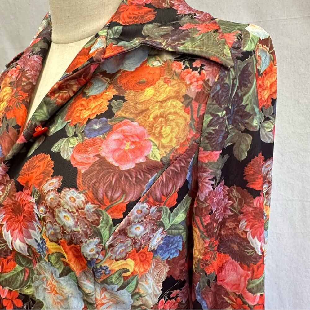 Vintage 70s Garden Colorful Floral Button Down Midi Shirt Dress Size 14 - Picture 10 of 16